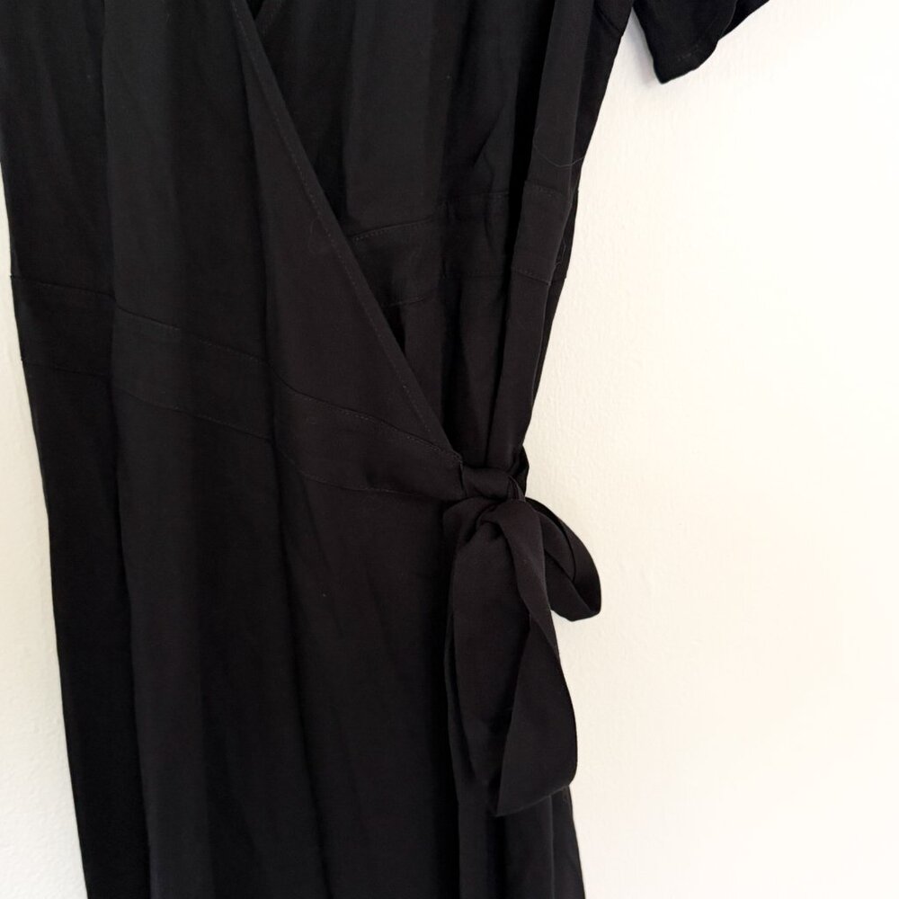 Michelle by Comune // Colbert Black Faux Wrap Midi Dress L - Picture 3 of 7